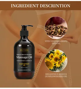 MEJISOO 240ml Body and Back Massage Oil with Grape and Sunflower Seed Extracts for Skin.