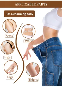 Body massage oil applicable parts diagram showing arms waist hips legs and thighs care