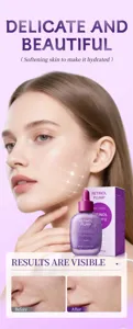 Retinol plump face serum detail showcasing anti-aging formula and skin hydration results.
