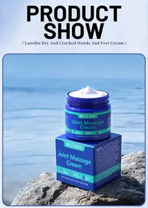Detailed view of MEJISOO joint massage cream jar and box showcasing natural skincare product features.