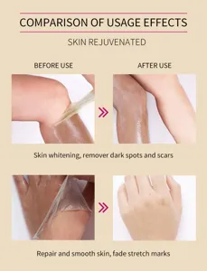 Detail view showing before and after skin peeling oil usage effects for whitening and smoothing.
