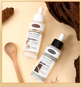 Rice and black rice facial exfoliation serum detail view showing texture and pack