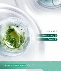 Squalane microneedling serum for face moisturizing, gentle and hydrating skin care detail.