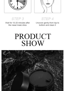 Bamboo charcoal blackhead peel off mask detail view, showing step-by-step application guide.