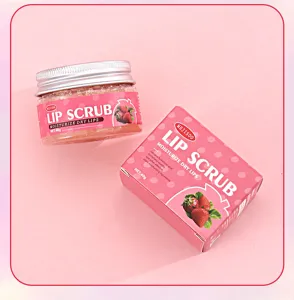 Organic strawberry lip scrub moisturizing exfoliating lip care jar 40g cute pink packaging