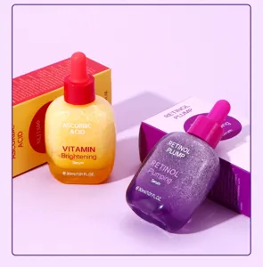 Vitamin C and Retinol brightening plumping facial serum set with dropper bottles, 30ml.