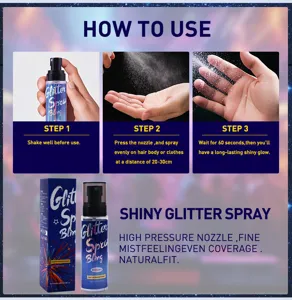 Dettaglio spray glitter con ugello ad alta pressione e semplici passaggi per il corpo.