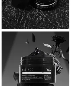 Bamboo charcoal blackhead removal peel-off mask detail view, 30g deep cleansing facial care.