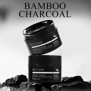 Bamboo charcoal blackhead peel-off mask jar packaging deep cleansing skincare cosmetic item.