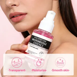 Polypeptide microneedle essence 30ml skin care bottle held by model in cosmetic main image