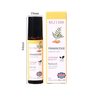 Flacon roll-on d'huile essentielle d'encens avec boîte d'emballage 10ml extrait naturel