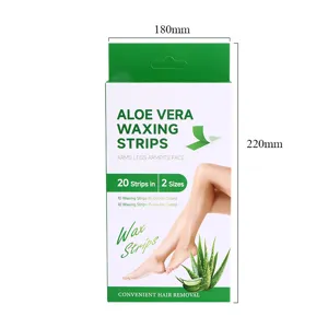 Strisce depilatorie all'aloe vera per depilazione, 20 strisce in 2 misure per gambe, braccia e viso.
