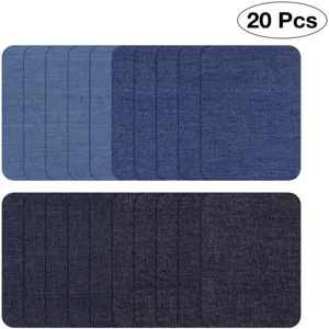 20 pcs denim fabric patches iron on adhesive repair patches for clothing knees elbows DIY.