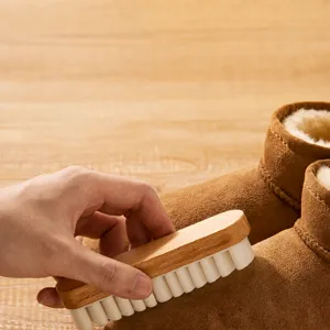 Beech wood crepe brush for suede leather boots, cleaning tool for nubuck and snow shoes.