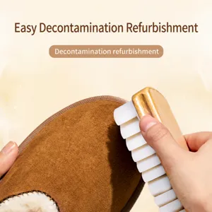 Wooden crepe rubber brush for suede snow boots cleaning, main view showing shoe care.