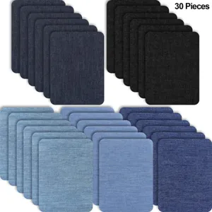 Iron-on denim patches set of 30 pieces rectangular fabric repair for clothing DIY