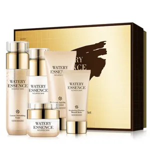 Luxury 5-piece gold skincare set, hydrating, moisturizing and nourishing for smooth radiant skin.