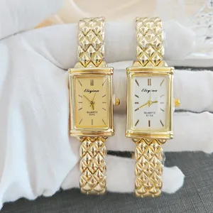 Elegante Rechteckige Quarzuhr Für Damen Vintage Legierung Armbanduhr Geometrisch Texturierte Modische Uhr Geschenk