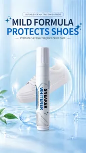 Sneaker whitener pen detail view showing white body and cleaning fluid for shoe care.