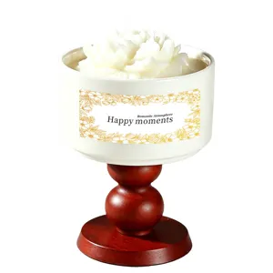 Kamelie Duftkerze Geschenkbox Keramiktasse Holzsockel Sojawachs Aromatherapie Kerze Für Hochzeit Party Heimdekoration