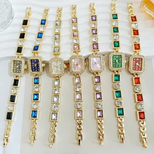 Reloj de mujer elegante cristal cuadrado cuarzo reloj de pulsera joyería regalo