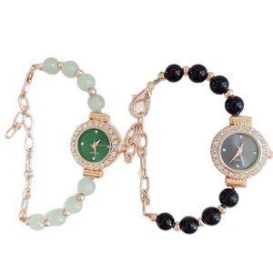 2025 new women quartz watch luxury rhinestone beaded bracelet fashion elegant timepiece main