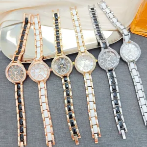 Lusso ceramica strass orologio al quarzo donna elegante orologio bracciale regalo
