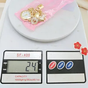 Modieuze strass vrouwen charm horloge armband set met hart slot hanger gouden quartz horloge