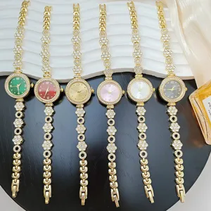 Women luxury rhinestone flower quartz watch elegant bracelet with multiple vibrant dial colors