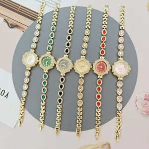 Reloj de pulsera de cuarzo para mujer de lujo con correa de cadena de diamantes de imitación y esfera.