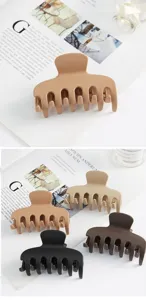 Matte neutral color hair claw clip set, elegant daily hair styling accessory for women.