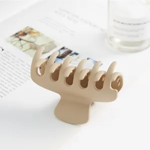 Minimalist matte milk tea color hair claw clip elegant daily styling hairpin accessory