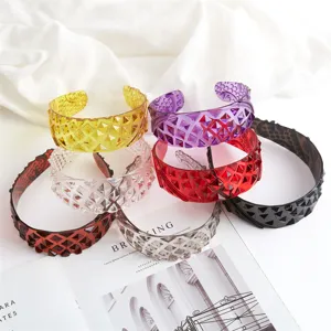 Transparent colored geometric plastic hair hoops fashion crystal style headbands for women