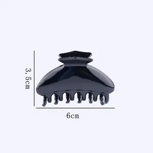 Classic black hair claw clip for women, large 6cm plastic shark clip for thick hair styling.