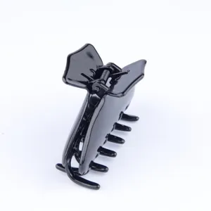 Glossy Black Plastic Hair Claw Clip Large Shark Hair Catch Korean Style Hair Accessories For Women Daily Styling