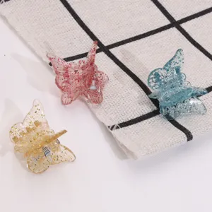 Kids Cute Mini Hair Claw Clips Transparent Jelly Butterfly Hair Accessories Resin Small Hairpins For Girls Daily Styling