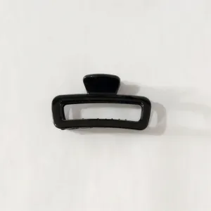 Black hair claw clip, simple rectangular hair accessory for daily styling and elegant updos.