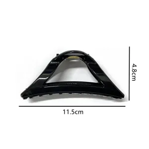 Elegante molla per capelli triangolare in plastica nera accessorio moda donna 11,5cm