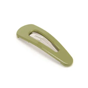 Green metal snap hair clip minimalist vintage design daily cute hair accessories detail shot