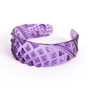 Transparent purple plastic geometric hair hoop stylish pineapple pattern headband accessory