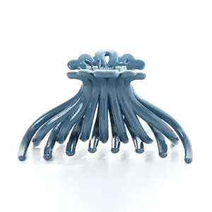 Blue plastic hair claw clip for women, elegant floral design ponytail holder stylish hair accessory
