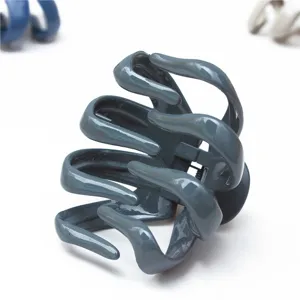 Stylish dark grey plastic octopus hair claw clip for women, large size secure grip styling tool