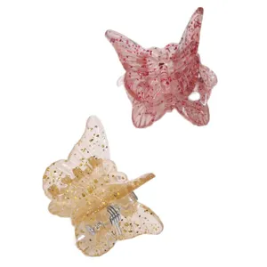 Cute glitter butterfly hair claw clips mini jelly hair accessories for women and kids