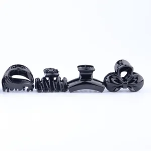 Minimalist Black Plastic Hair Claw Clip Elegant Bow Floral Design Shark Clip Sweet Daily Hair Accessories For Women