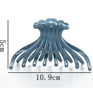 Classic large plastic hair claw clip, stylish dark grey hair accessory for women daily wear.