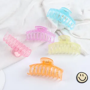 Transparent hair claw clips set, stylish minimalist large shark clips for women styling.