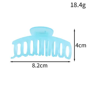 Blue frosted hair claw clip for women, minimalist matte shark clip, 8.2cm daily hair styling accessory
