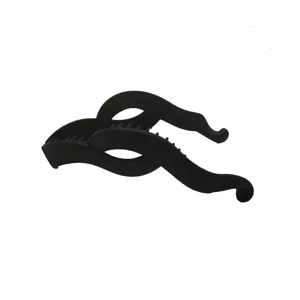 Black matte banana hair clip detail view, minimalist retro hair styling tool with teeth.