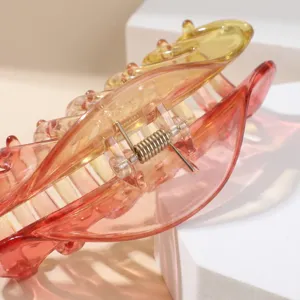 Transparent gradient hair claw clip colorblocking plastic shark clip for women elegant styling