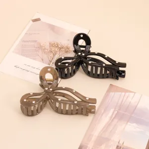 French Minimalist Butterfly Hair Claw With Rhinestones Bow Hair Clip For Women Daily Hair Styling Accessories
